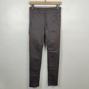 Bevy Flog Shely Pants Womens 24 Brown Grid Print Drawstring Shiny Joggers